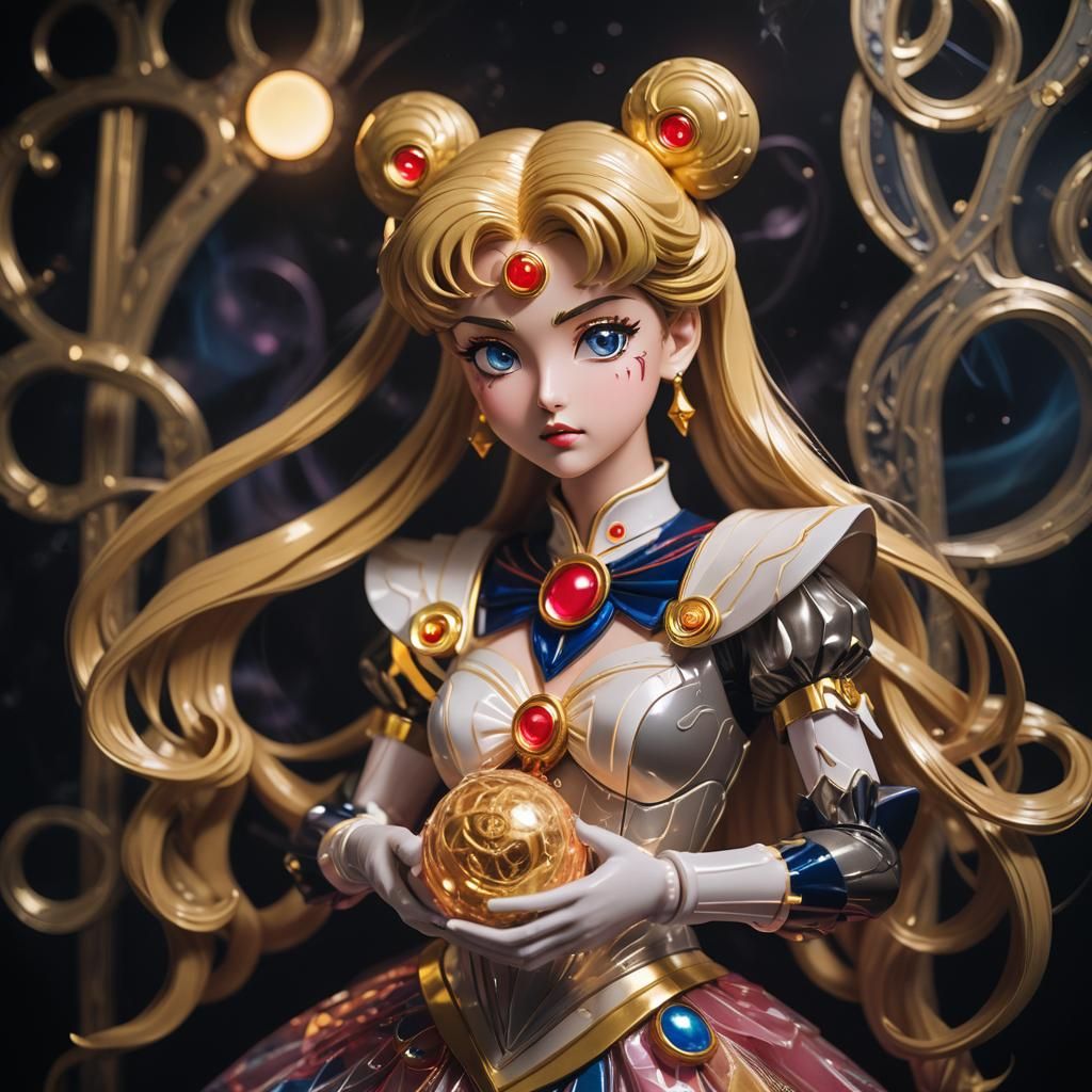 Sailor Moon's Surreal Toy in Dreamlike Setting