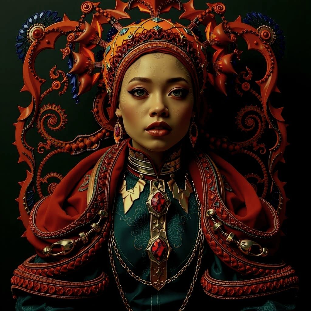 Elegant African Queen in Surreal 3D CGI Style