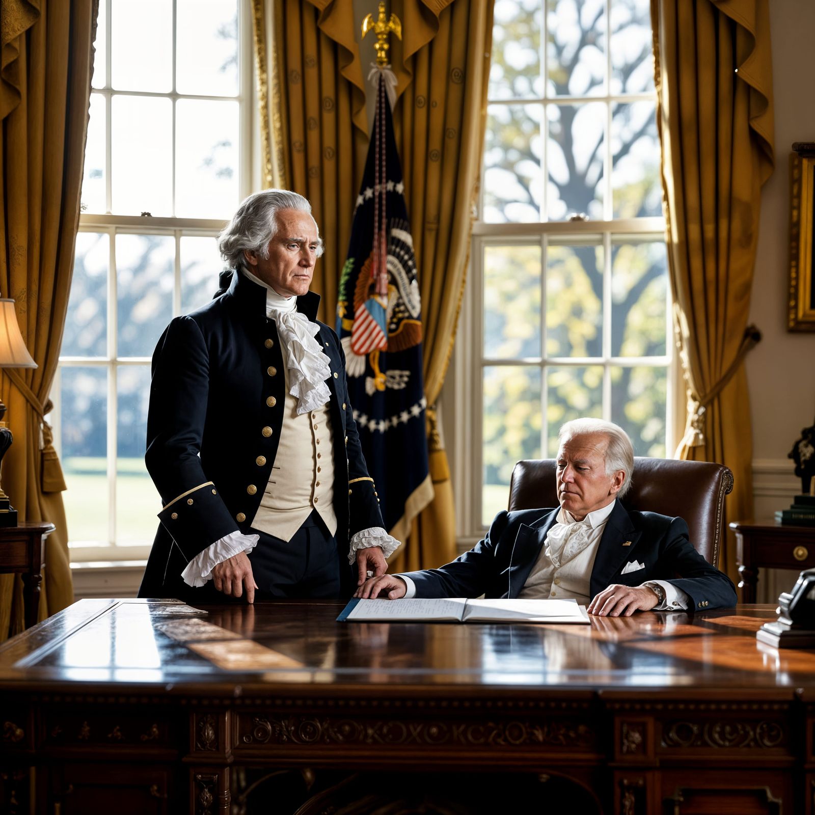 George Washington Scolds Sleeping Joe Biden in Oval Office