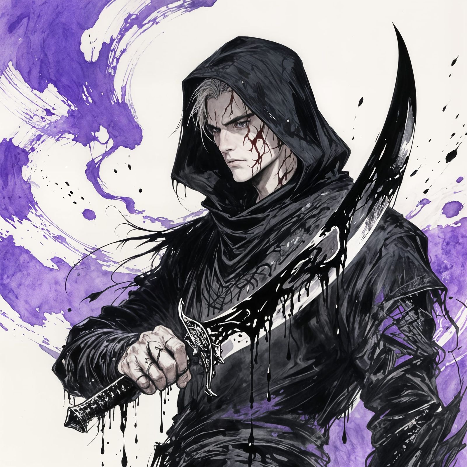 Dark Fantasy Ichor Portrait in Ink