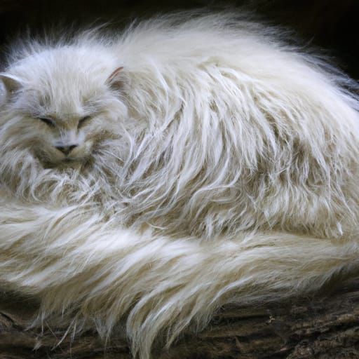 Furry Feline-Faced Snake Perched on Tree