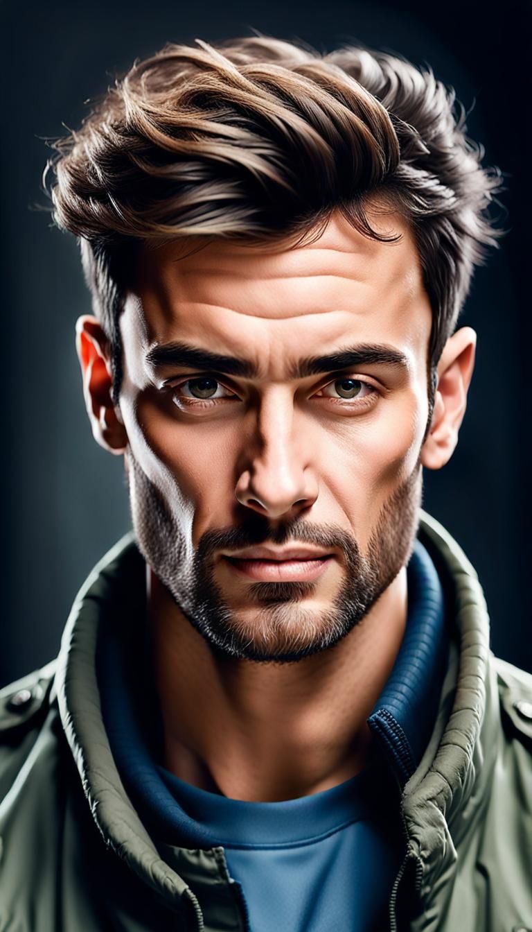 Photorealistic Portrait of Man with Military Haircut