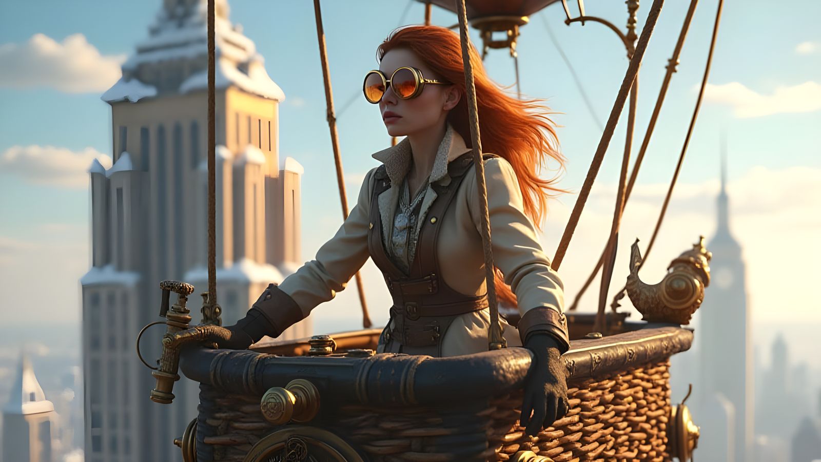 Victorian Era Hot Air Balloon in Steampunk Fantasy