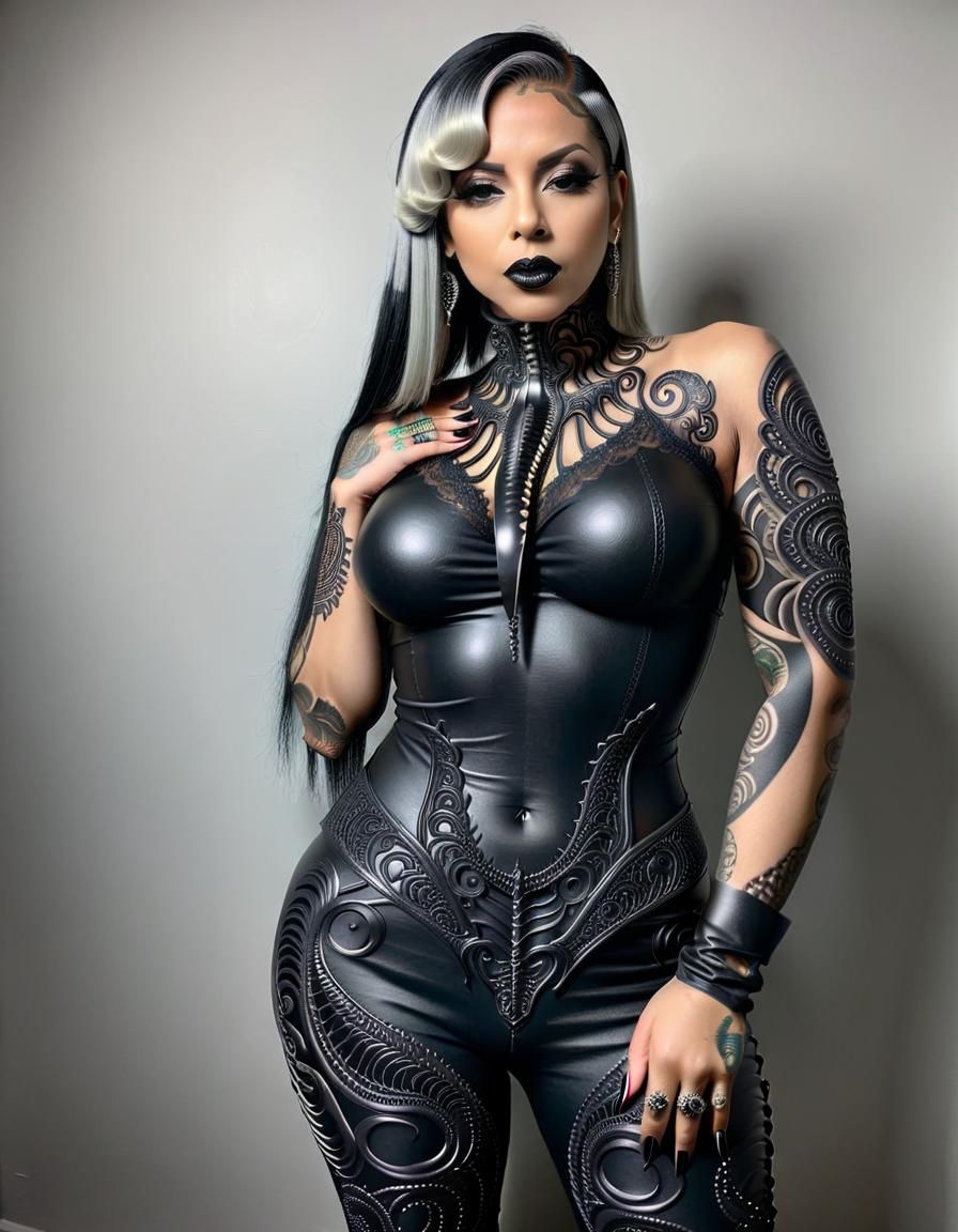 Eldritch Giger Lace Tattoo on Latina