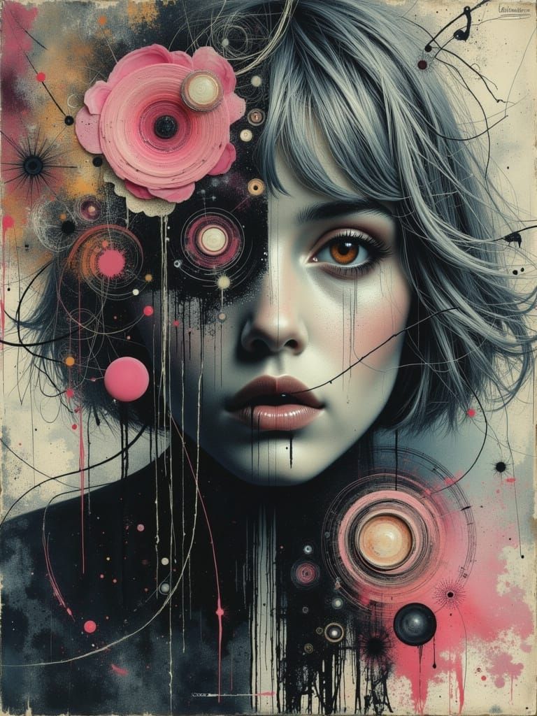 Abstract Gothic Woman with Pastel Hair