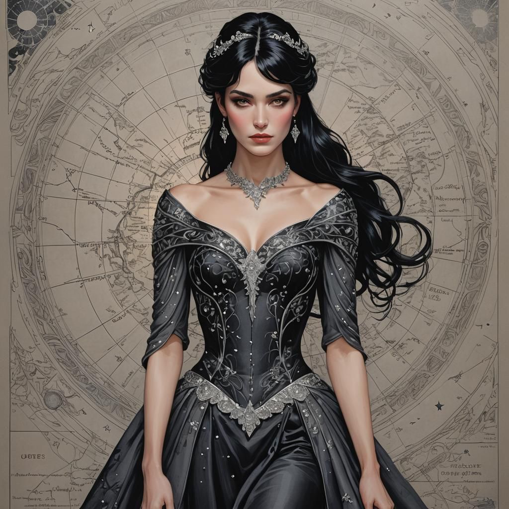 Mystical Woman in Thieves' Den, Dark Fantasy Art