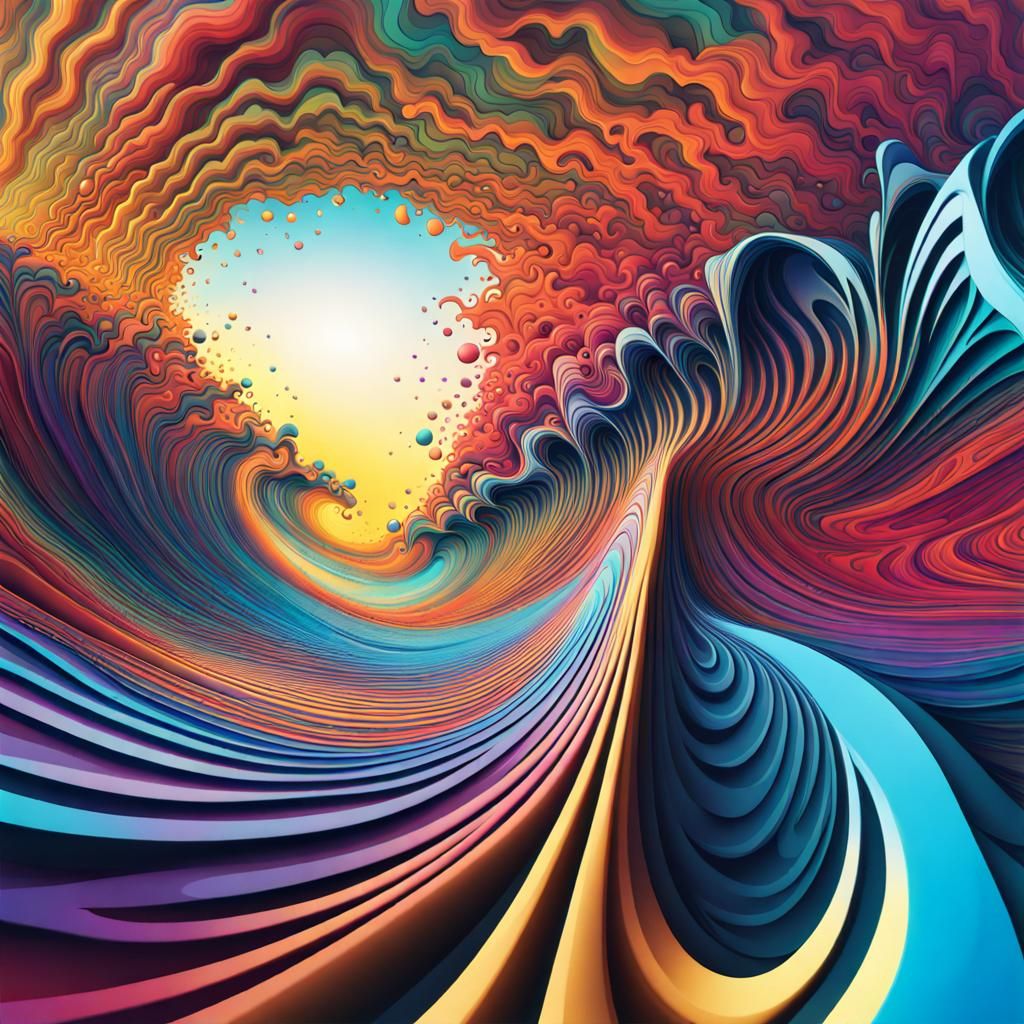 Colorful Abstract Fractal in Perspective Horizon