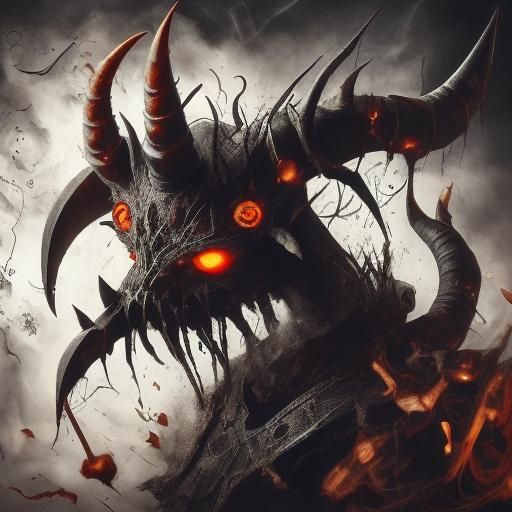 Evil Devil with Broken Horn