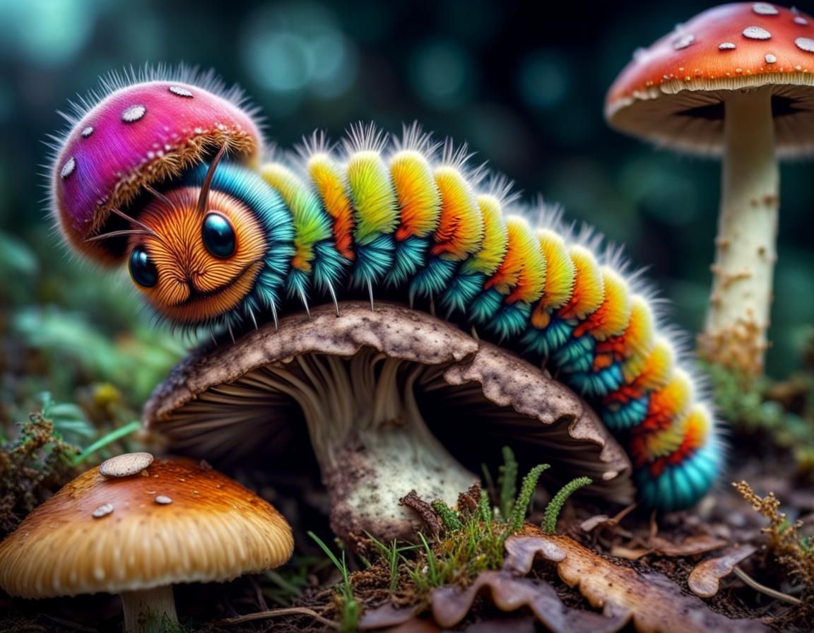 fuzzy cute psychedelic caterpillar
