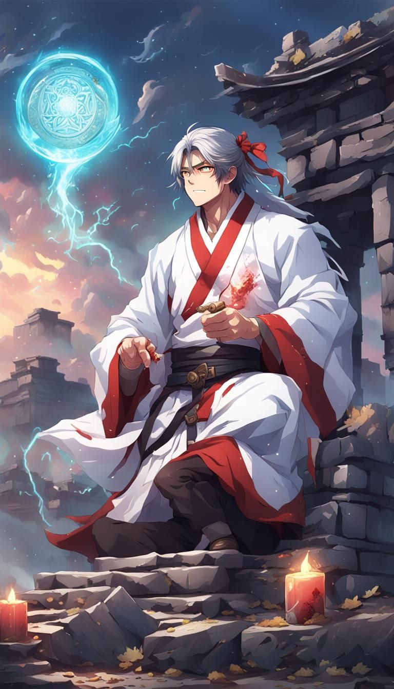 Zombie Healer in Shrine Maiden Outfit, Anime Style