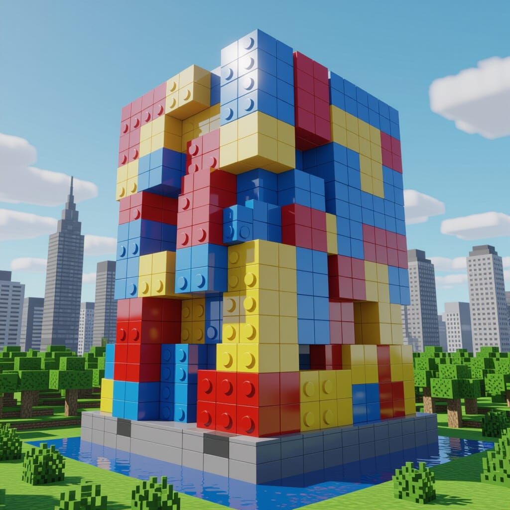 Monolithic Lego Brutalist Structure