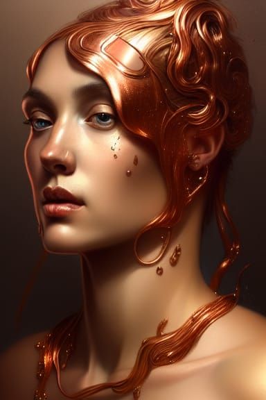 Copper Goddess Portrait in Hyperdetailed Digital Art