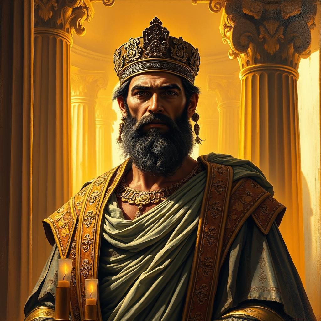 Regal Greek Emperor Portrait in Vivid Colors