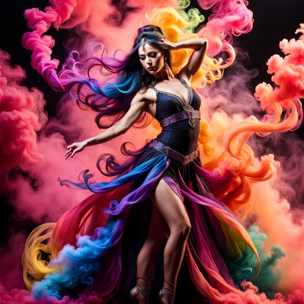 Ethereal Smoke Dancer in Fantasy Style