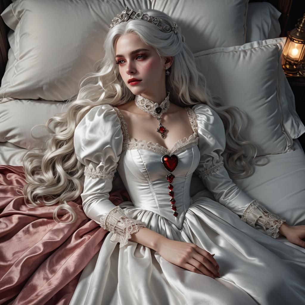 Victorian Girl with White Hair, Fantasy Art