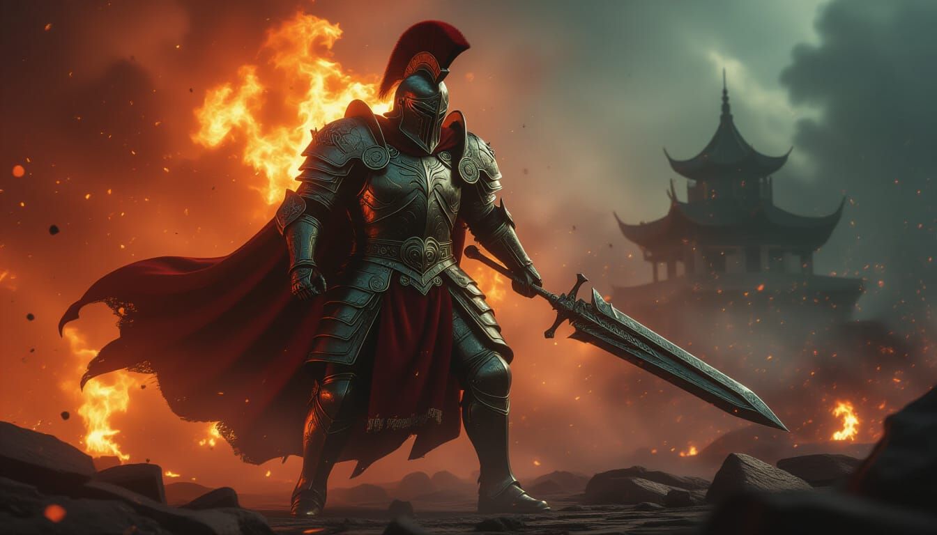 Armored Horseman of Apocalypse in a Fantasy Setting