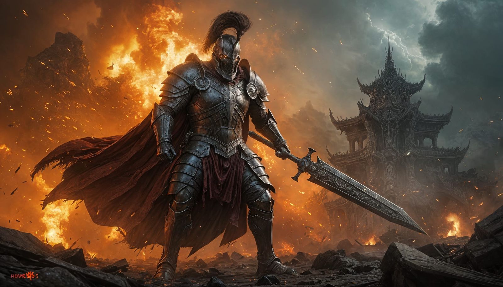 Heavily Armored Warrior Embodies Chaos in Ethereal Fantasy S...