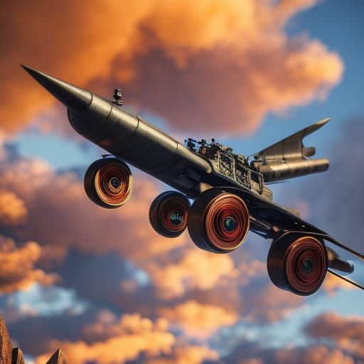 Steampunk B-52 Rocket Car Concept Art