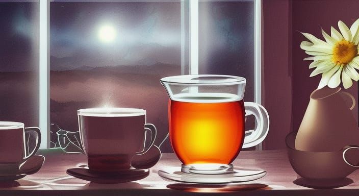 Cosmic Herbal Tea Still Life in Hyperrealism