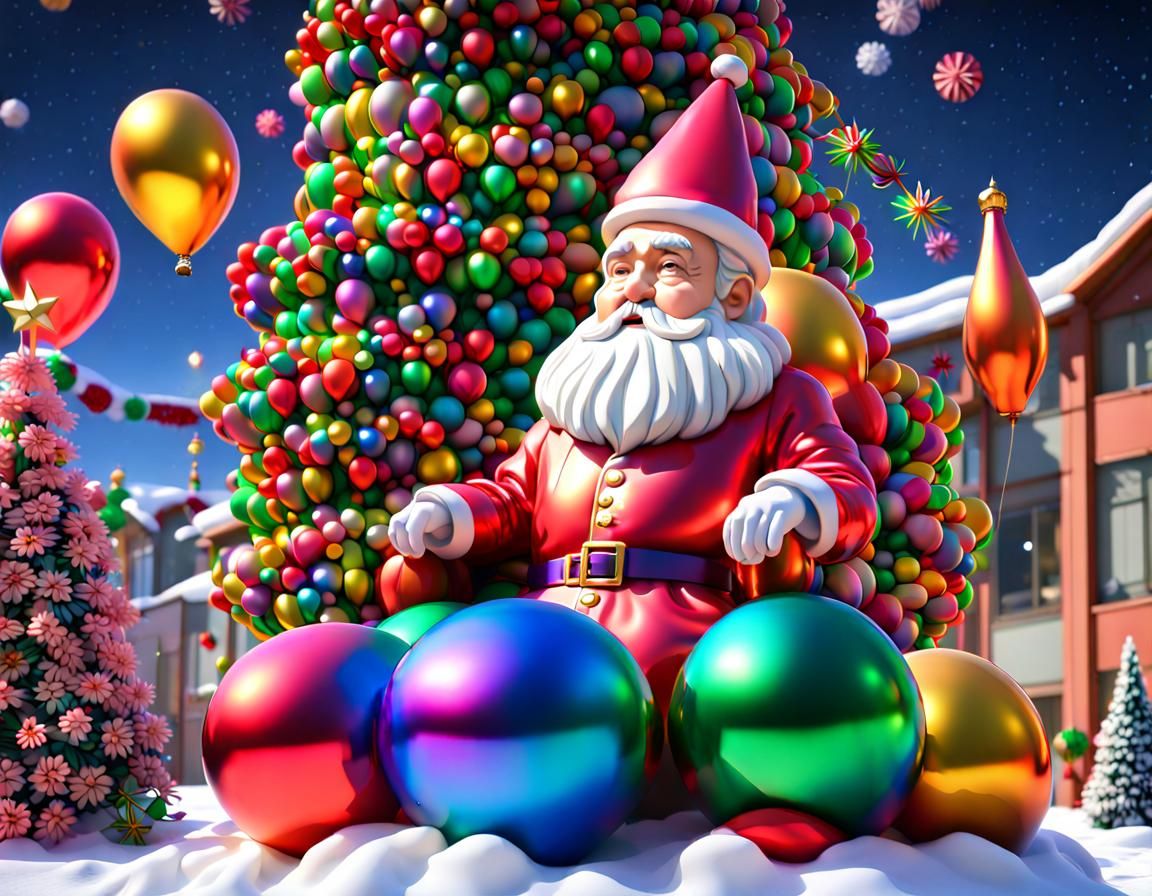 Festive Christmas Balloon Sculpture in Vibrant Colors