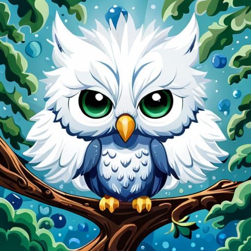 Chibi Red Owl Portrait in Japanese Art Style