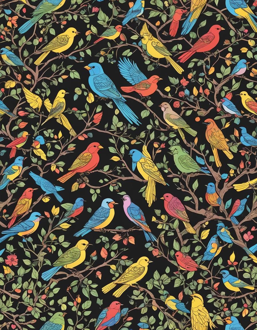 Colorful Birds in Flight: Coloring Book Cover Design