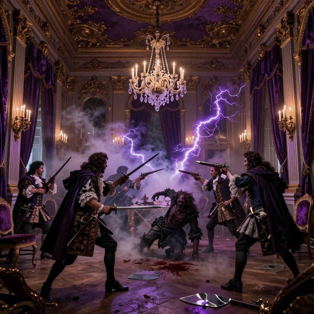 Baroque Battle Scene with Demonic Combat