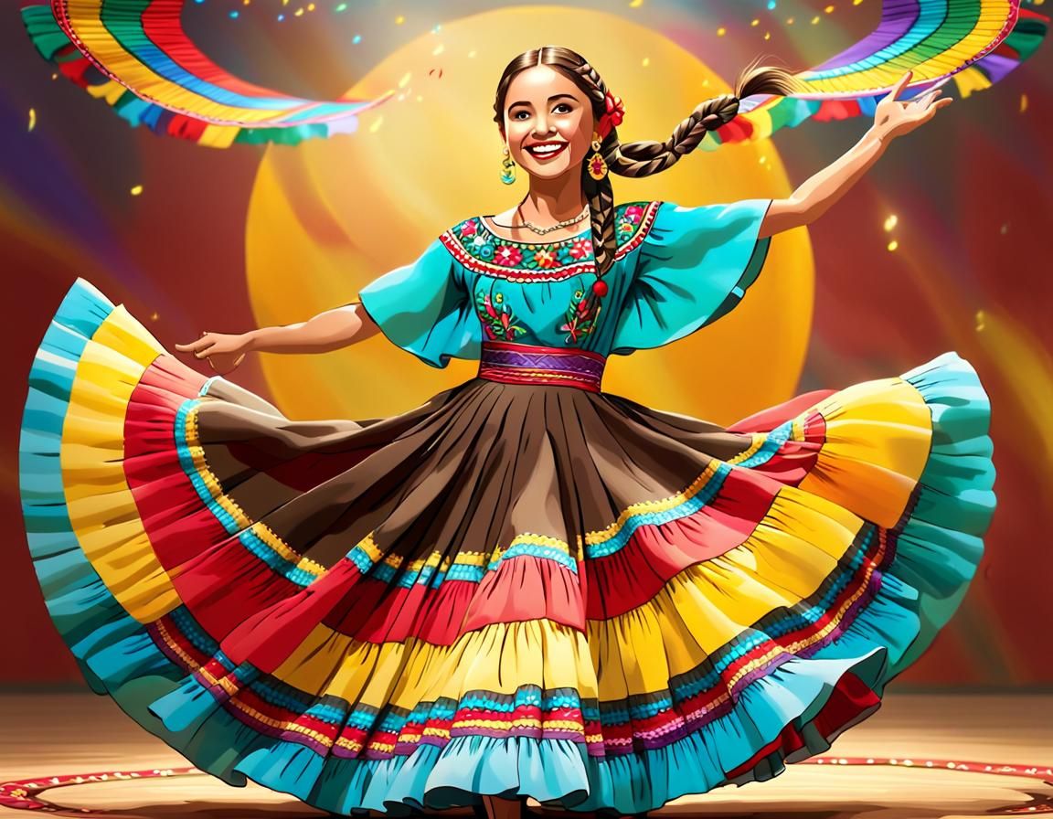 Mexican Dancer in Embroidered Dress: Hyperrealistic Art