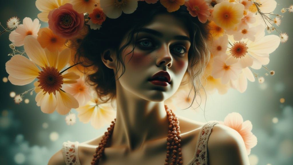 Dreamlike Figure of Light and Shadow in Art Nouveau Style