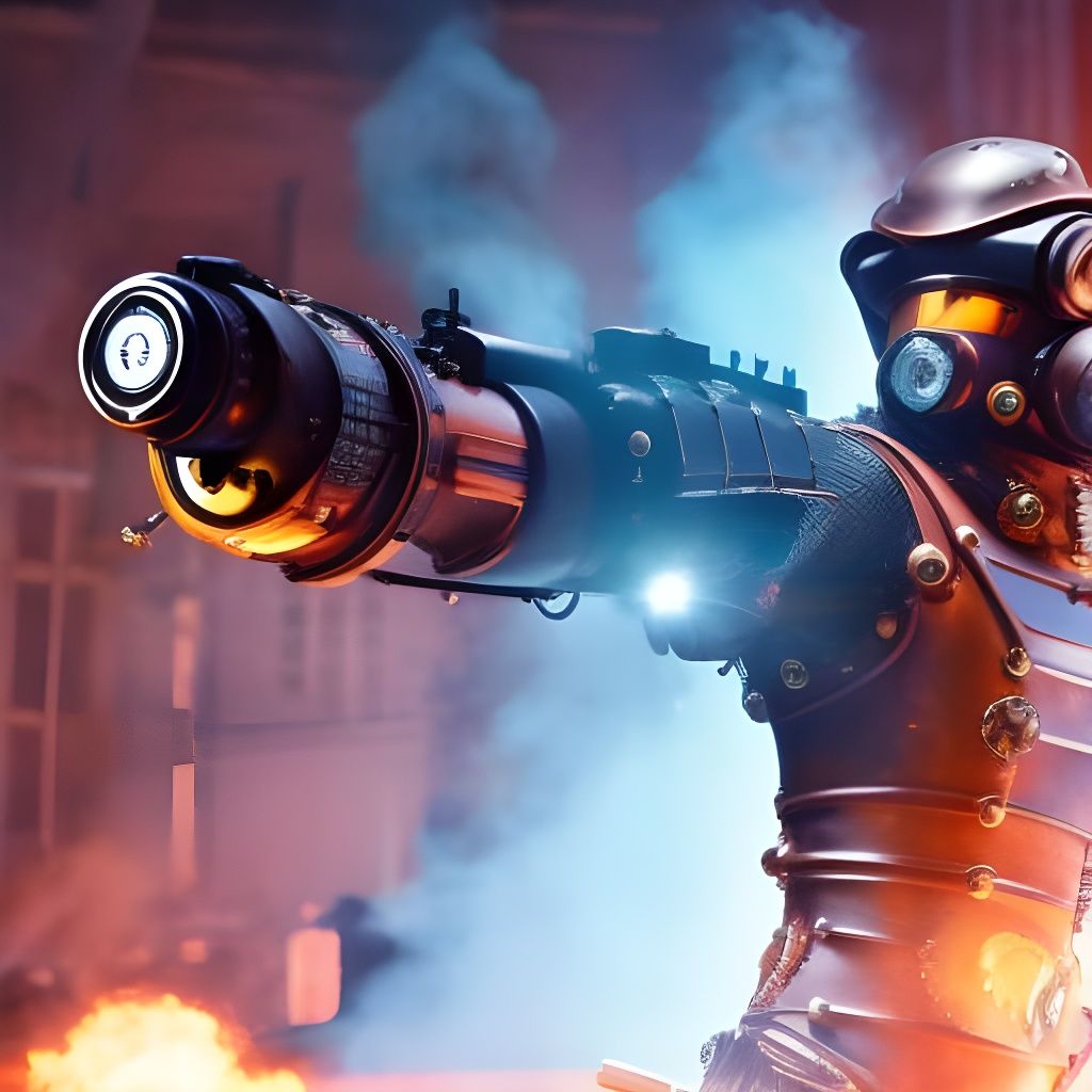 Steampunk Robot Ninja in Dieselpunk Armor