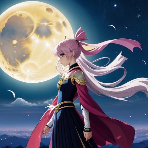 Crescent Moon in Anime Art Style