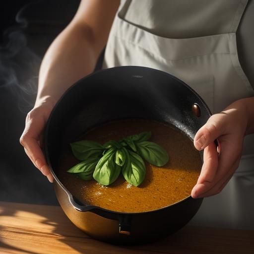 Chef Adds Thai Basil: Cinematic Food Still