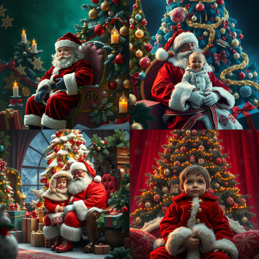 Festive Christmas Card with Santa and Child