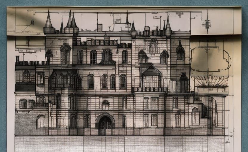 Victorian Castle Blueprint with Secret Passages