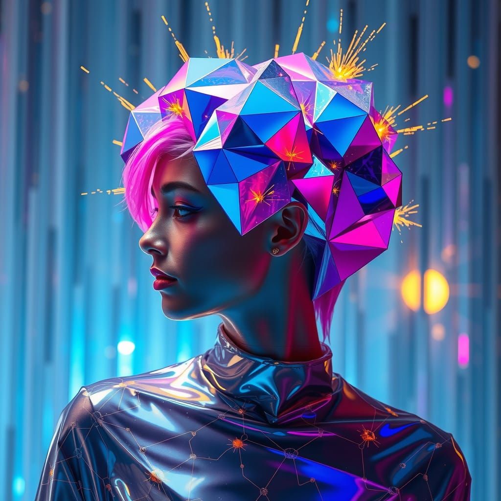 Geometric Hair Sculpture in a Futuristic Style