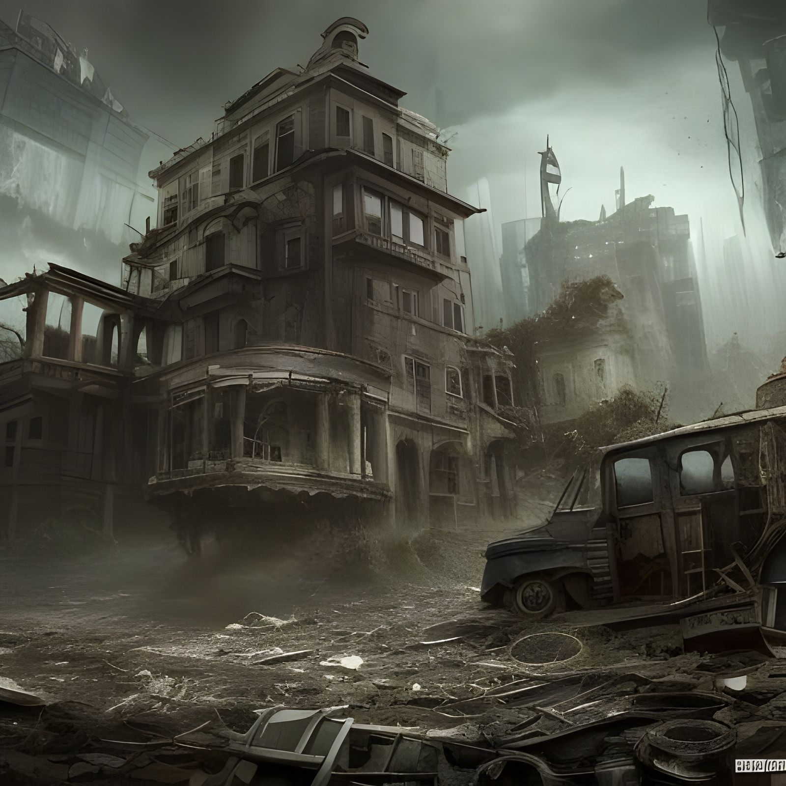 Post-Apocalyptic Abandoned Cityscape: Digital Matte Painting