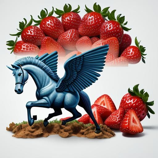 Surreal Strawberry Pegasus Hybrid: A Fantastic Creation