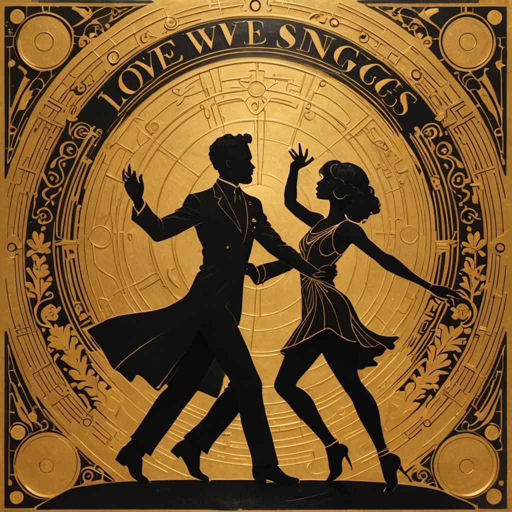 Art Deco Record Cover with Dancing Silhouette