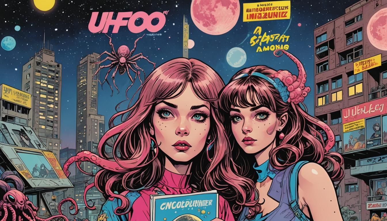 Retrofuturistic Polish Comic Art with Moon Spiders