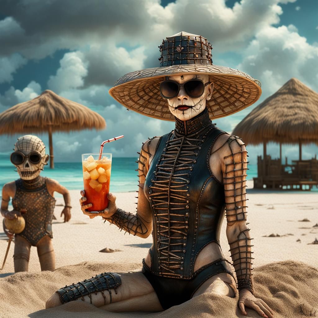 Female Pinhead on Vacation: A Digital Matte Painting