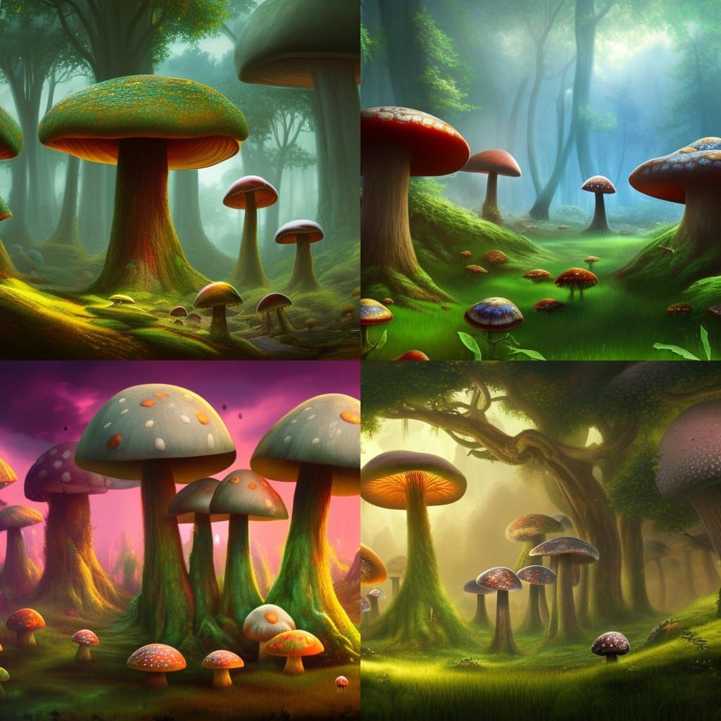 Giant Mushroom Forest: Fantastical Concept Art