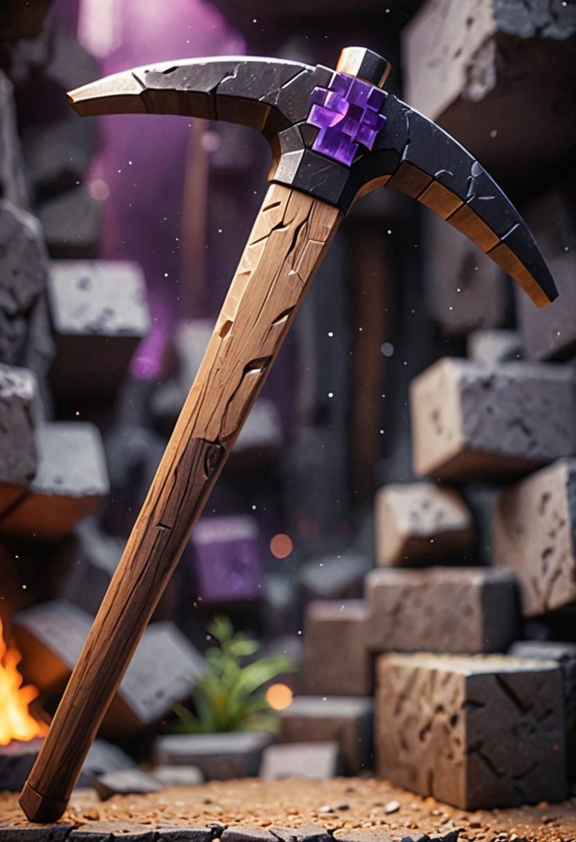 Minecraft Netherite Pickaxe in Realistic 8K Graphics