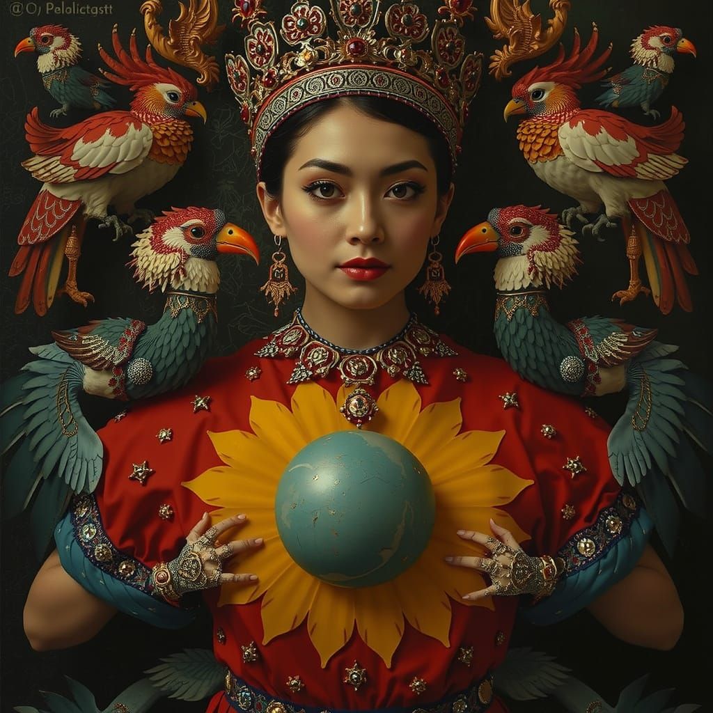 Cockatoo-Woman Portrait in Max Ernst Style