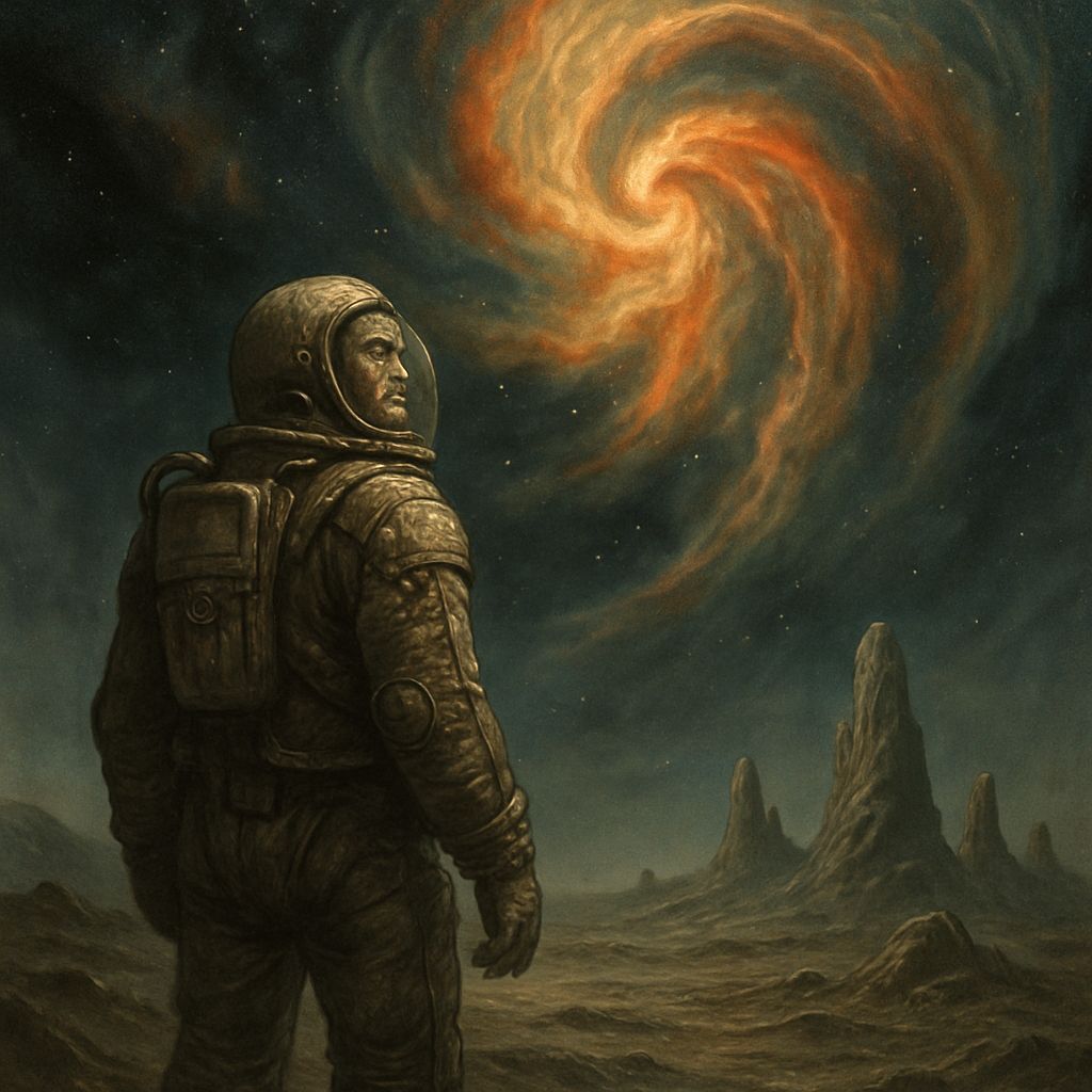 Astronaut Contemplates Alien Nebula in Haunting Science Fict...