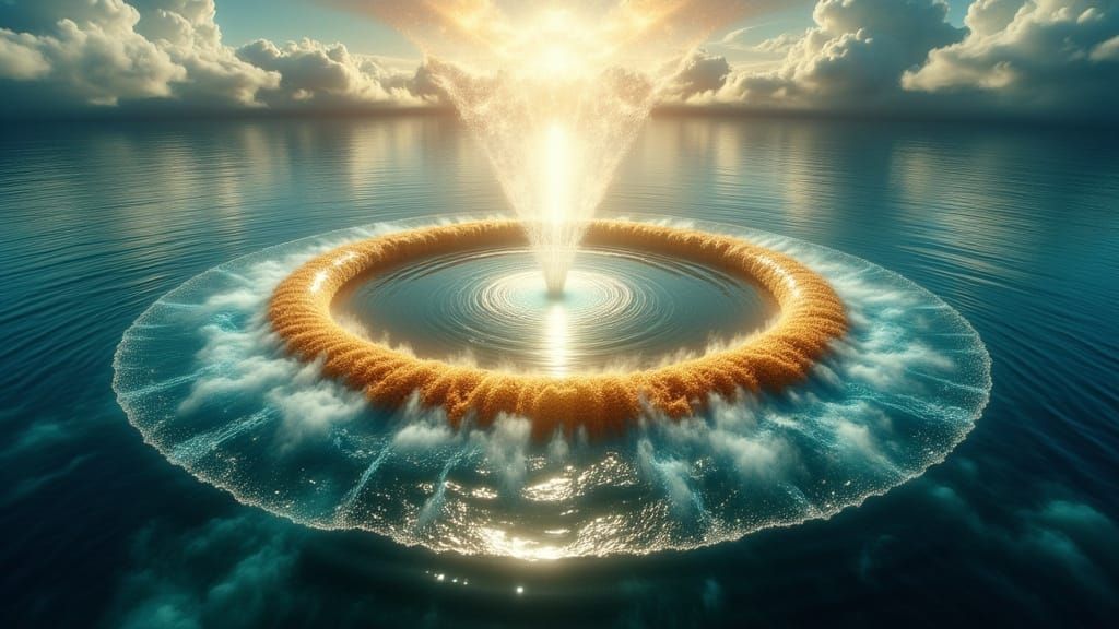 Golden Ring Portal in Inland Sea, Ethereal Fantasy