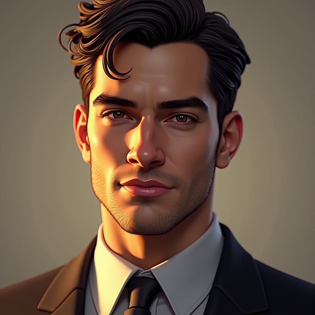 Stylish Portrait of Handsome Man in Futuristic Style