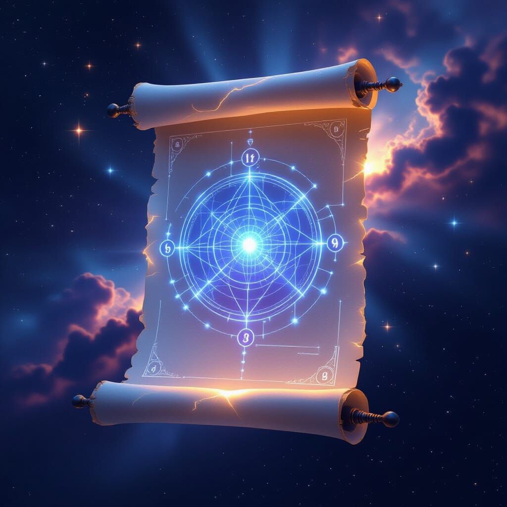 Cosmic Soul Scroll Blueprint in Space