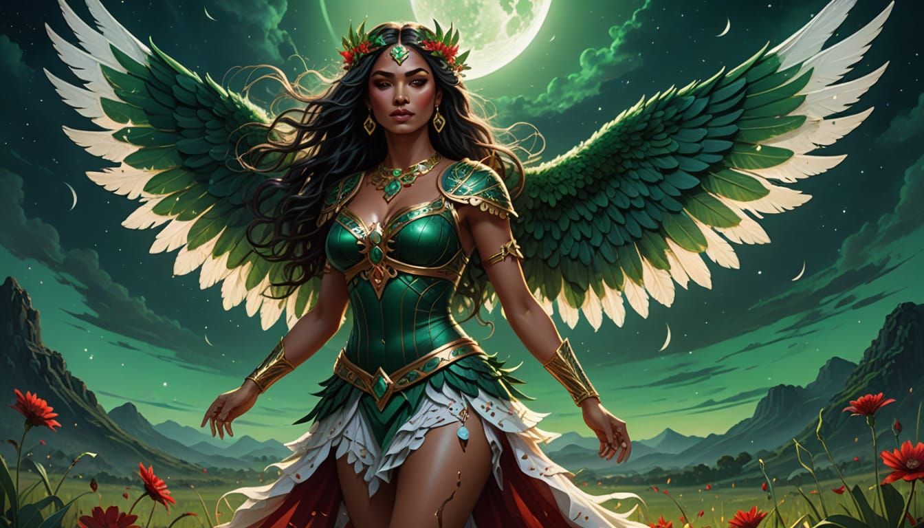 Mythic Goddess of Fertility in Ethereal Moonlight