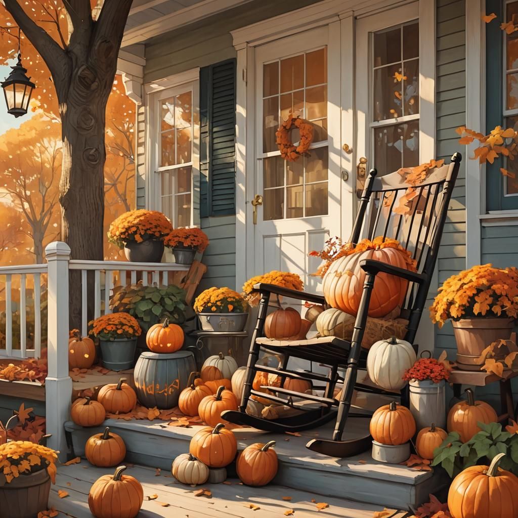 Whimsical Cartoon Pumpkin in Autumnal Light