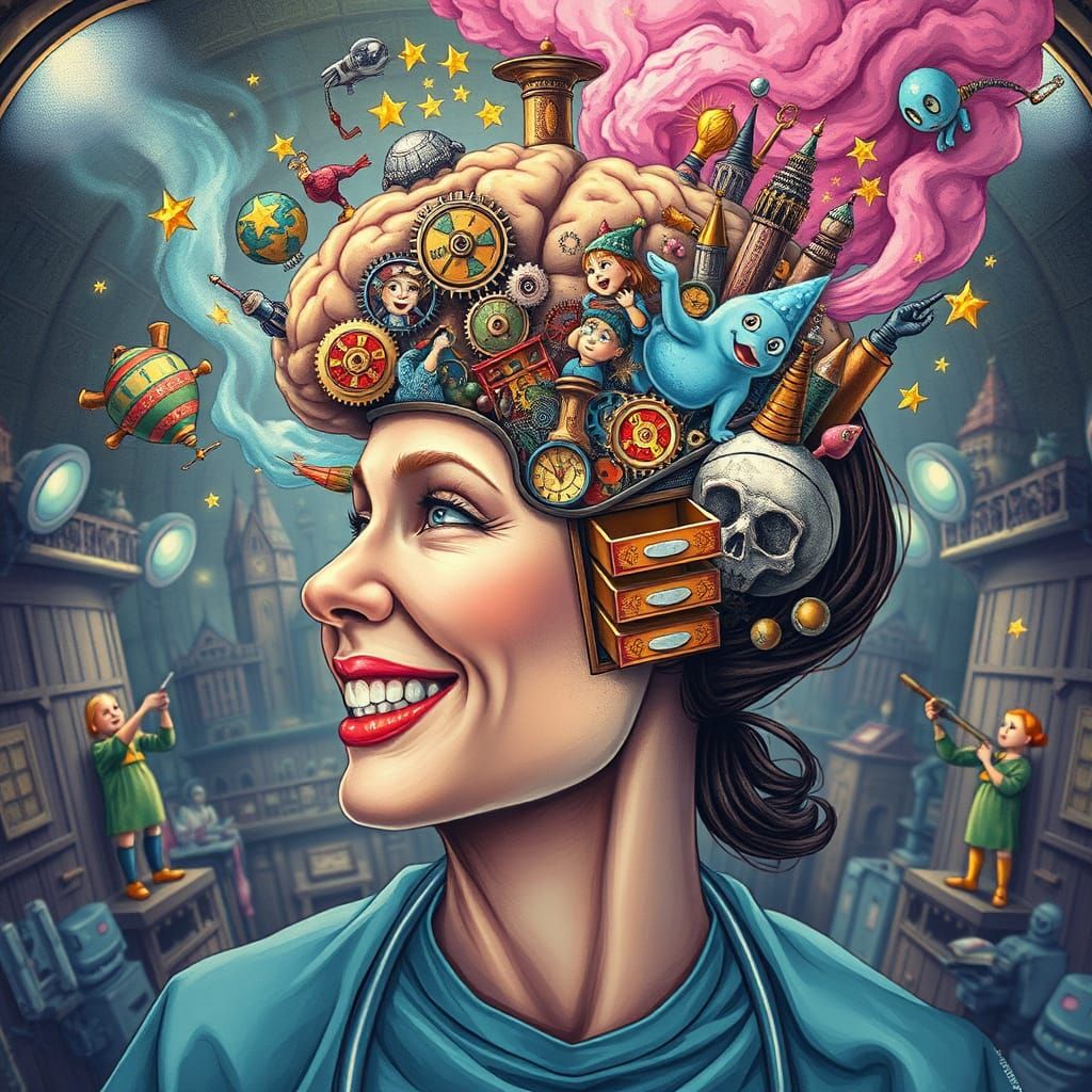 Whimsical Woman's Brain Cabinet of Curiosities